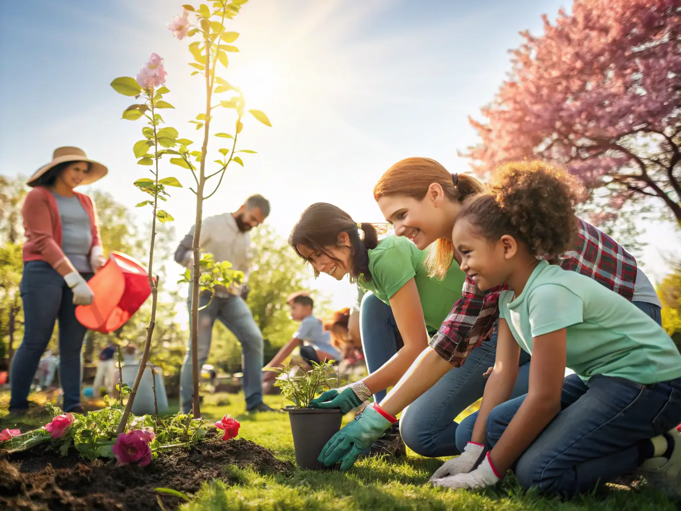 A heartwarming image of ENJOYFITNESS members volunteering at a local community event, highlighting the organization's commitment to giving back.